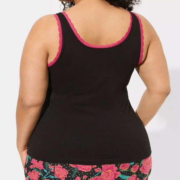 ❤️NWT VINTAGE TORRID SKELETON ROSE PRINT - FOXY LACE TRIM SLEEP TANK - PLUS SIZE - Picture 3 of 16